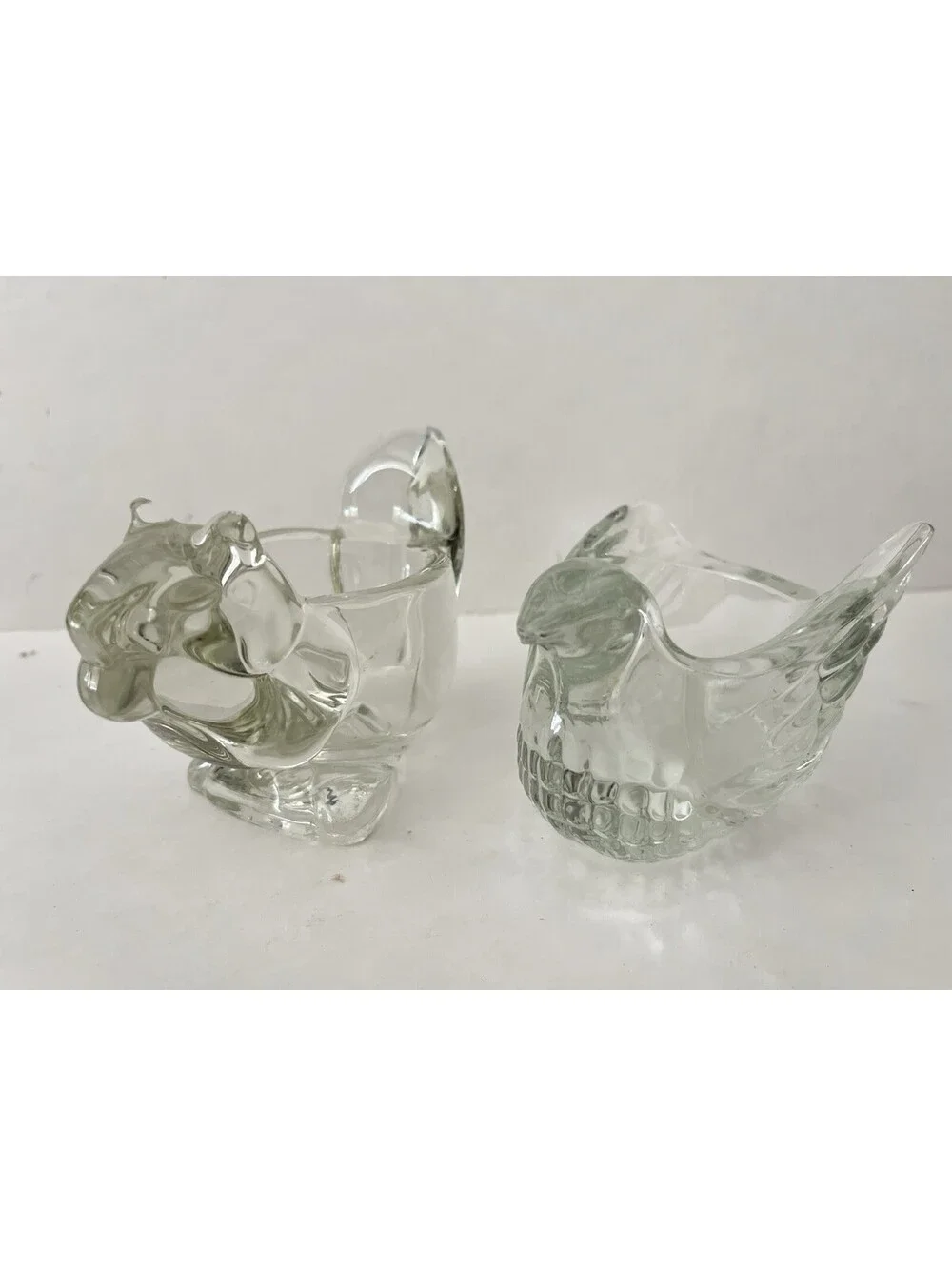 Set Of (2)  vintage Avon Crystal Glass Dove Votive Holders Candle Holder